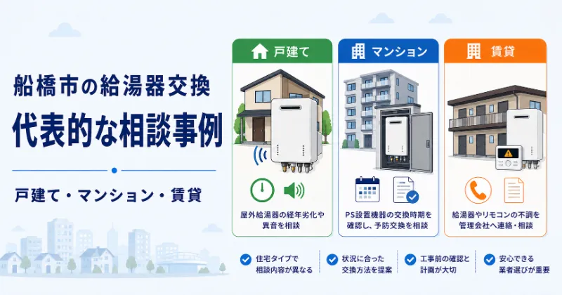船橋市の給湯器交換に関する代表的な相談事例