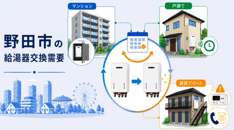 野田市の住宅事情と給湯器交換需要