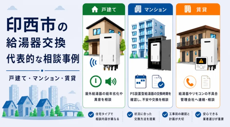 印西市の給湯器交換相談事例