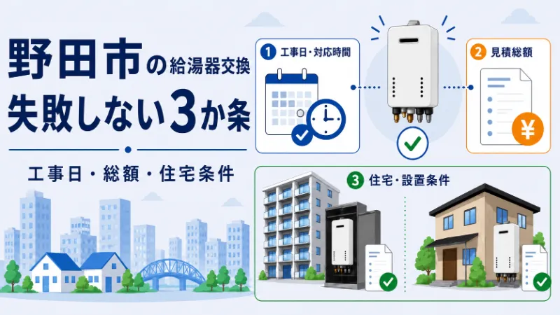 野田市で給湯器交換に失敗しない3か条