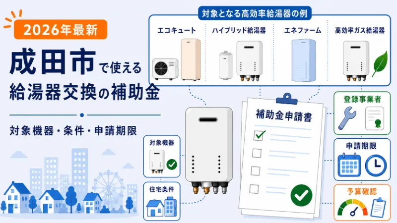 成田市で使える給湯器交換の補助金