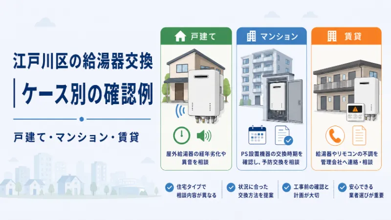江戸川区の給湯器交換 ケース別の確認例 戸建て・マンション・賃貸