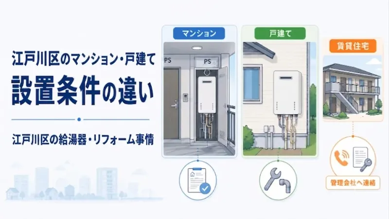 マンションと戸建ての給湯器設置の違い