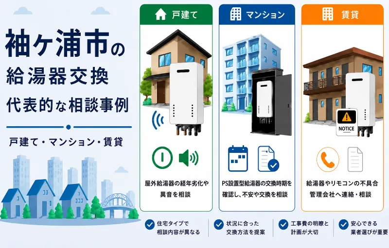 袖ケ浦市の給湯器交換相談事例