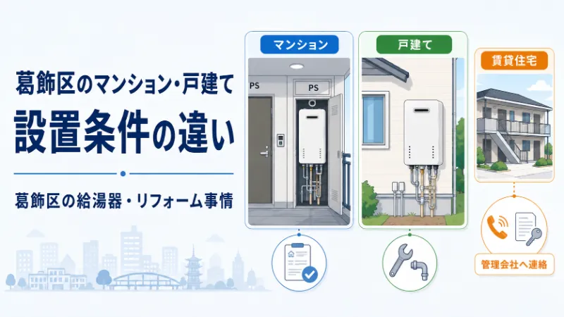 葛飾区のマンション・戸建て・賃貸住宅の給湯器設置条件