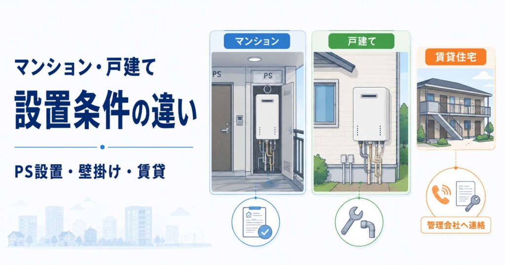 マンション・戸建て・賃貸住宅の給湯器設置条件の違い
