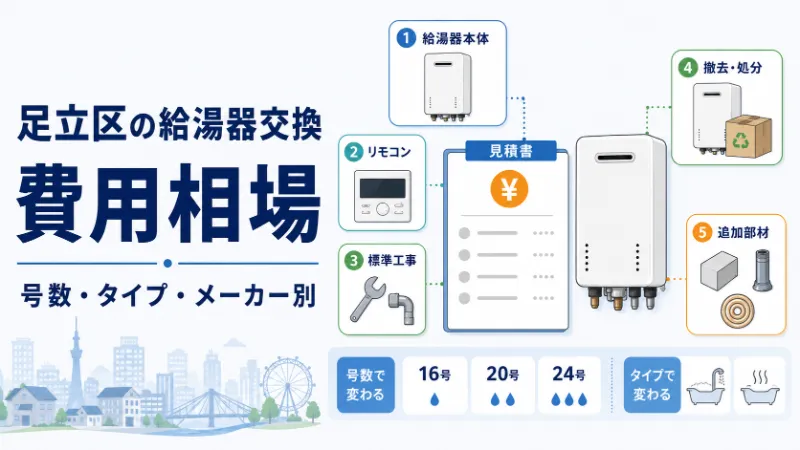 足立区の給湯器交換費用相場 号数・タイプ・メーカー別