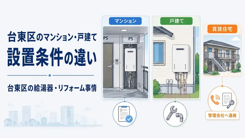 マンションと戸建ての給湯器設置の違い