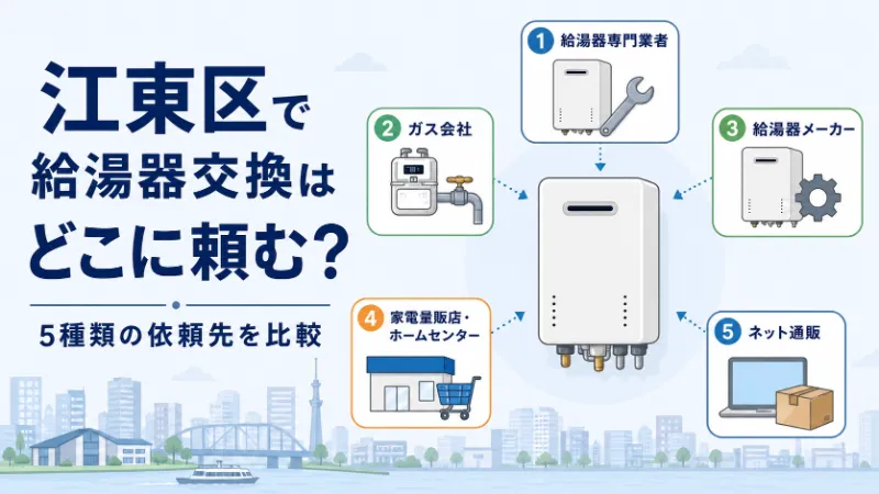 江東区で給湯器交換を頼める5種類の依頼先を比較