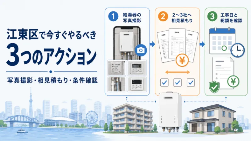 江東区で給湯器交換のため今すぐやるべき3つのアクション