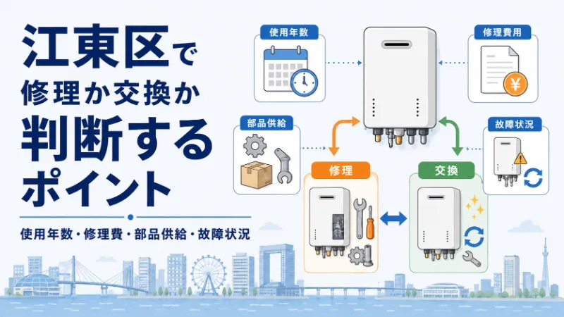 江東区で給湯器を修理するか交換するか判断するポイント