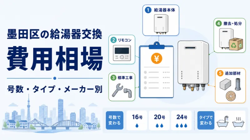 墨田区の給湯器交換費用相場 号数・タイプ・メーカー別
