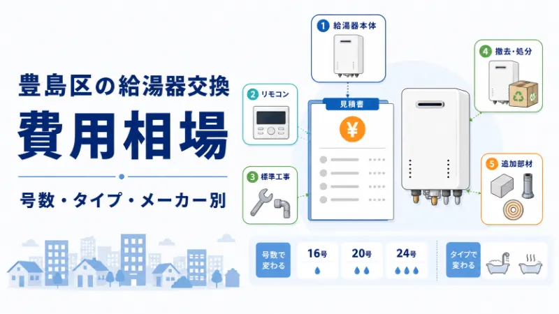 豊島区の給湯器交換費用相場 号数・タイプ・メーカー別