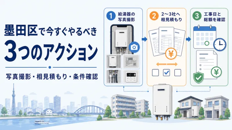 墨田区で給湯器交換のため今すぐやるべき3つのアクション