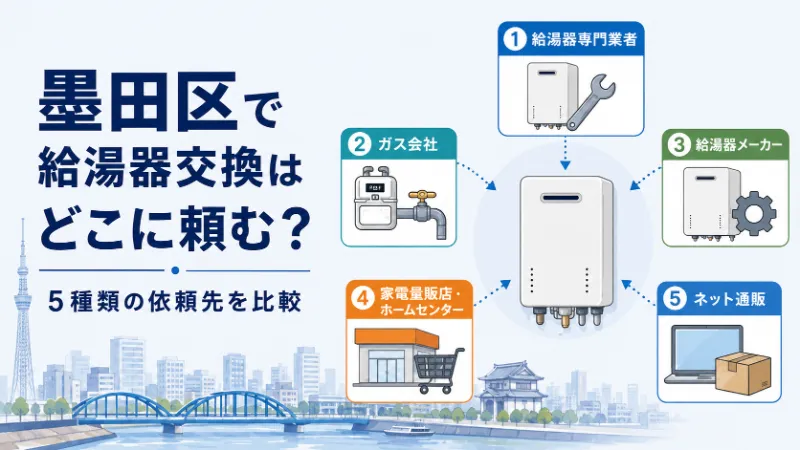 墨田区で給湯器交換を頼める5種類の依頼先を比較