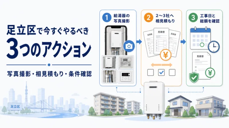 足立区で給湯器交換のため今すぐやるべき3つのアクション