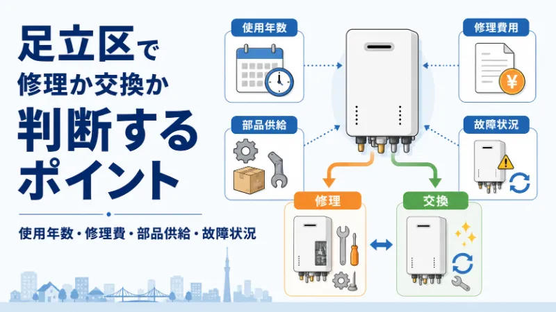 足立区で給湯器を修理するか交換するか判断するポイント