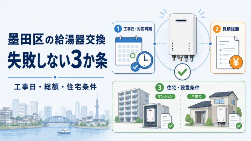 墨田区の給湯器交換で失敗しない3か条 工事日・総額・住宅条件