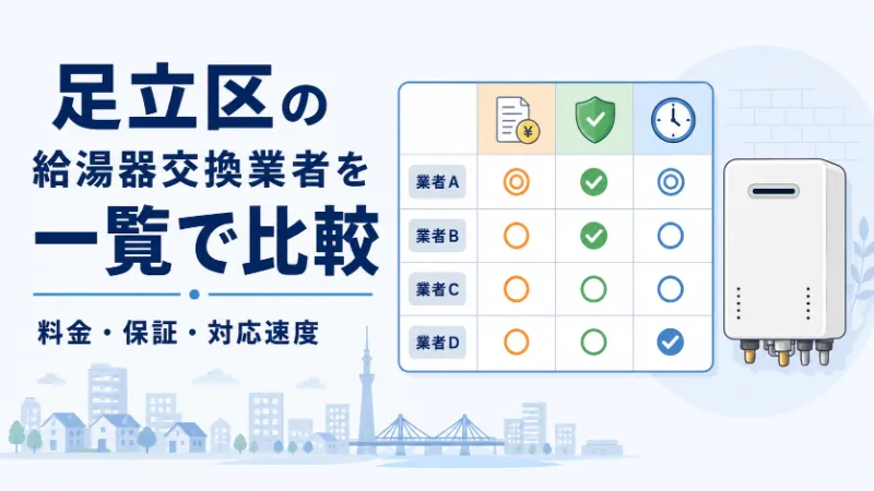 足立区の給湯器交換業者を料金・保証・対応速度で一覧比較