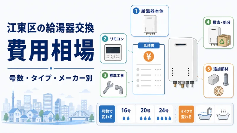 江東区の給湯器交換費用相場 号数・タイプ・メーカー別