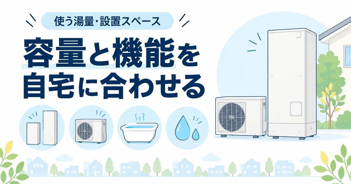 エコキュートの選び方｜容量・機能を自宅に合わせるのイラスト