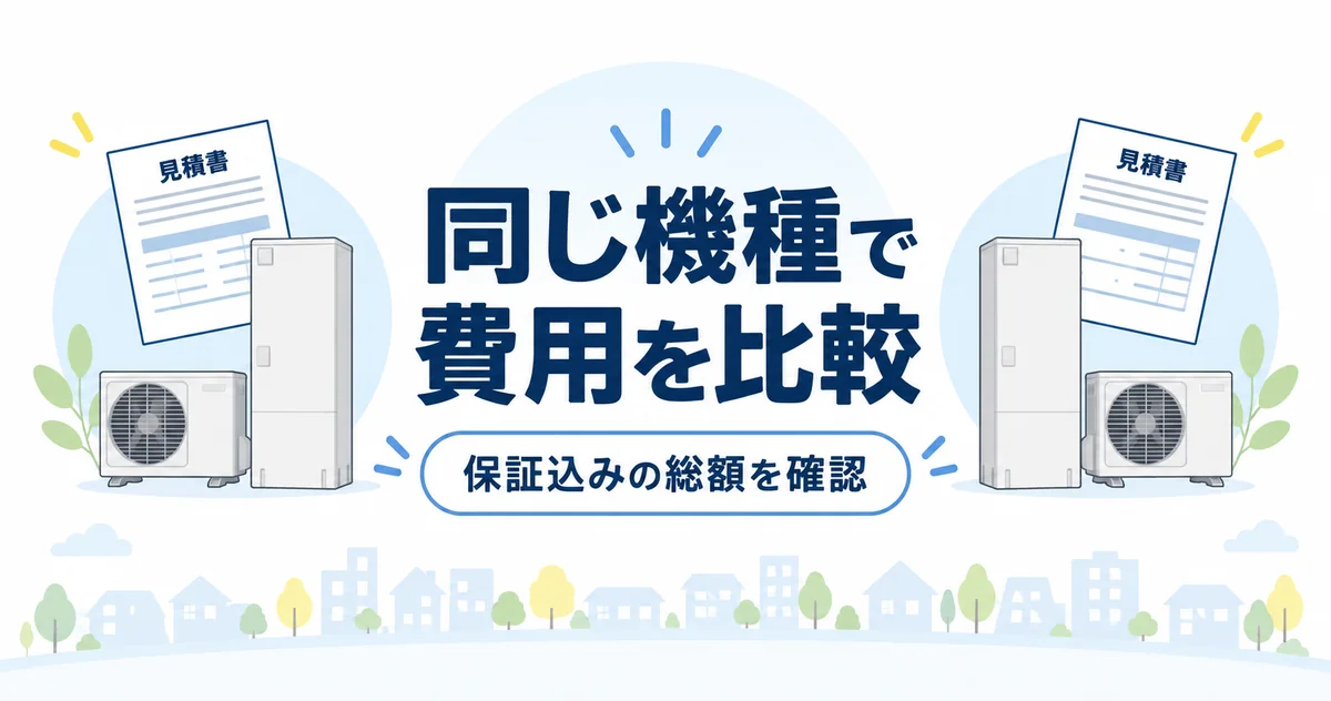 同じ型番の工事込み価格を比較｜補助前の金額で確認のイラスト
