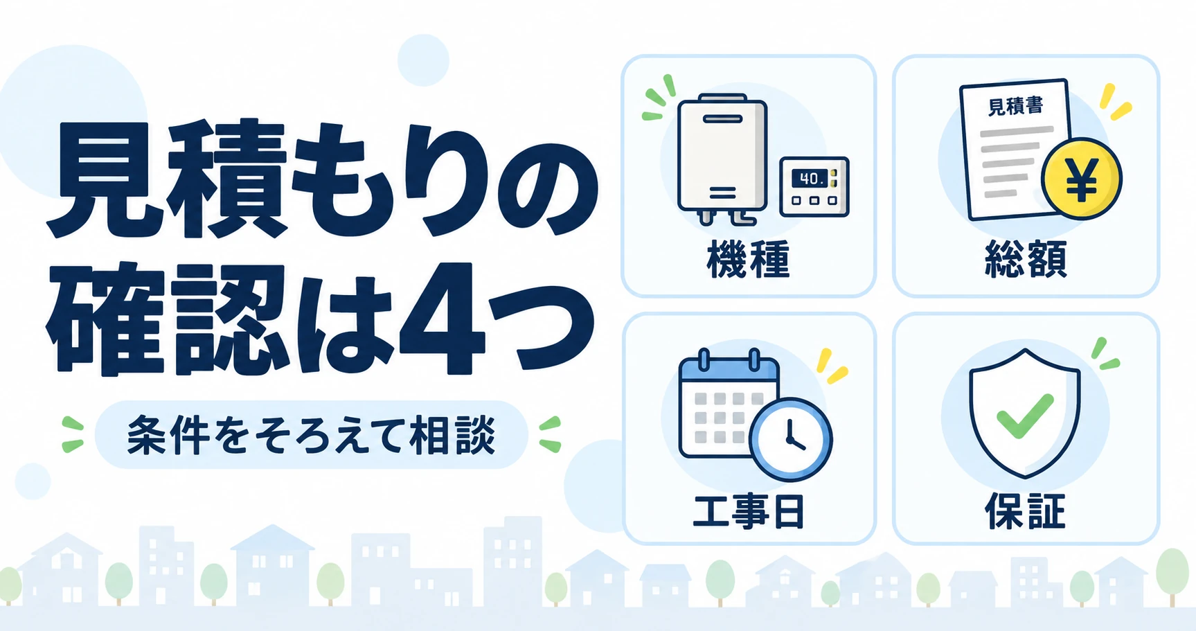 機種・総額・工事日・保証の4項目を確認